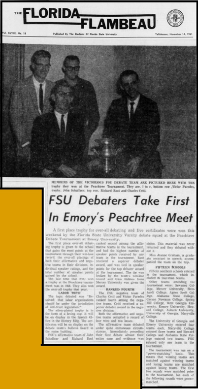 "FSU Debaters Take First In Emory's Peachtree Meet"