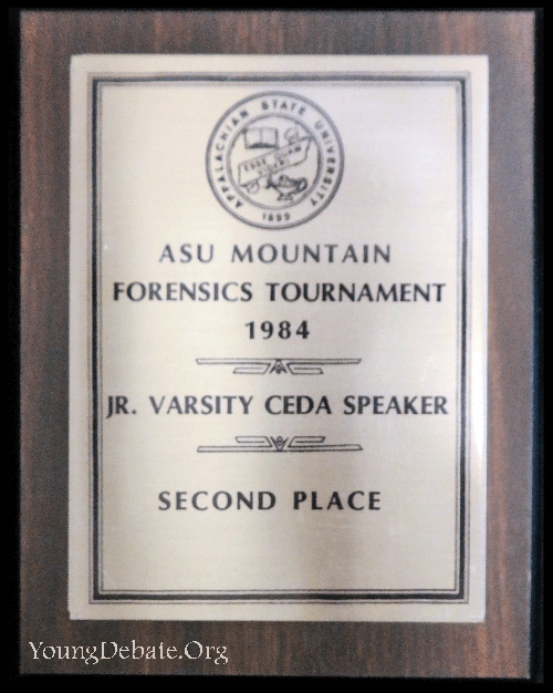 1984 Second Speaker Appalachian State University Tournament