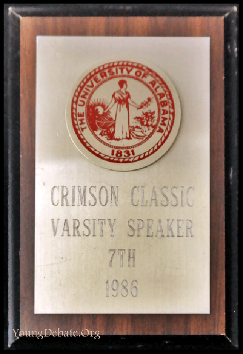 1986 Seventh Speaker University of Alabama Tournament
