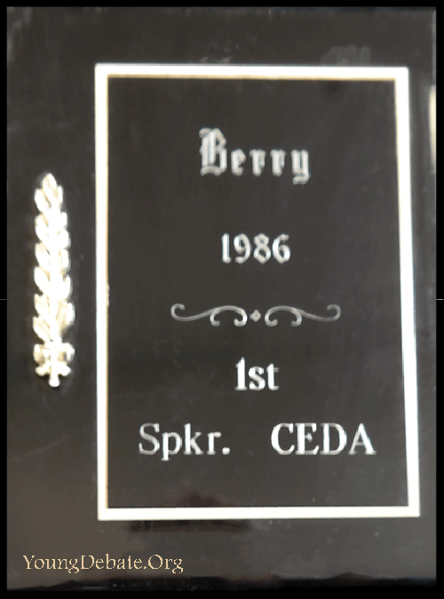 1986 First Speaker Berry College Tournament