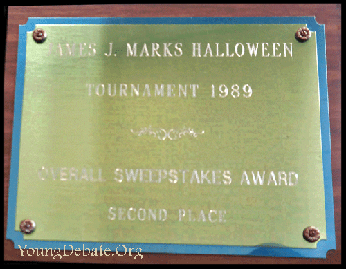1989 Second Place Sweepstakes University of West Florida Tournament