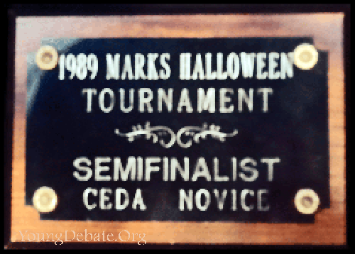 1989 Novice Semifinalist University of West Florida Tournament