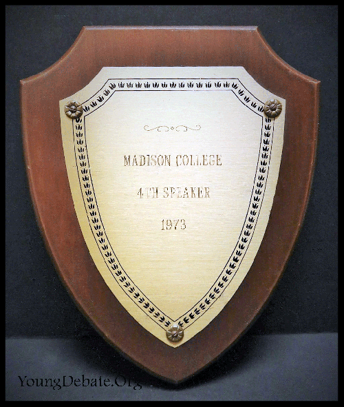 1973 Fourth Place Speaker Madison College Tournament