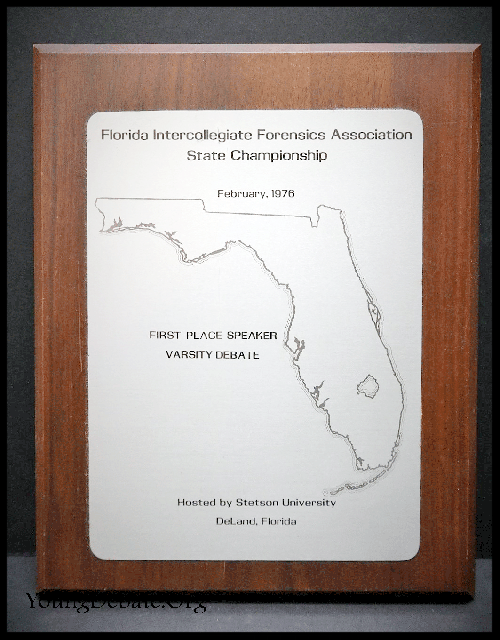 1976 First Place Varsity Speaker FIFA State Championship