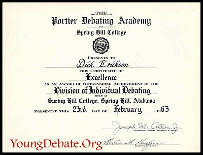 1963 Outstanding Individual Debating Spring Hill Tournament