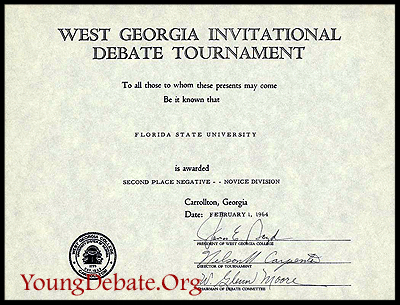 1964 Third Place Novice Team West Georgia Tournament