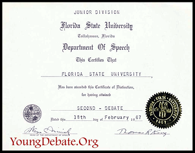 1967 Second Place JV Team FSU Tournament