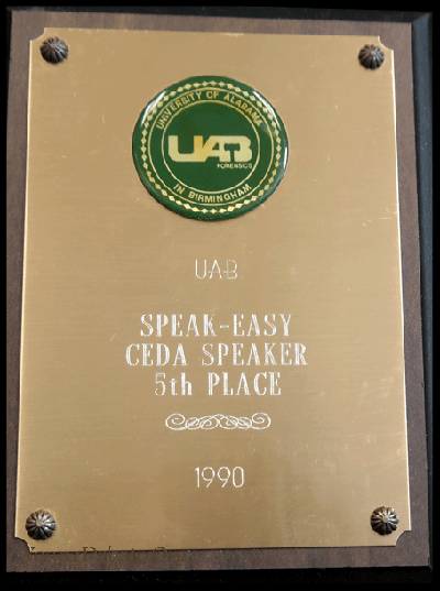 1990 Fifth Place Speaker UAB Tournament