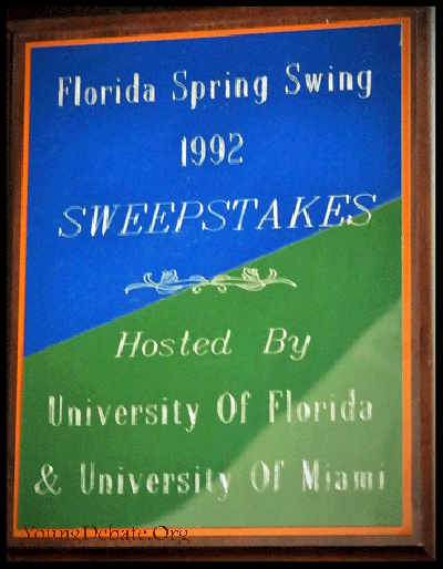 1992 First Place Sweepstakes University of Florida & University of Miami Spring Swing