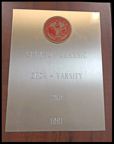 1991 Second Place University of Alabama Tournament