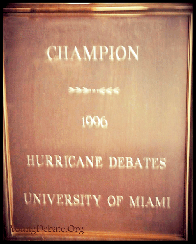 1996 First Place Team University of Miami Tournament
