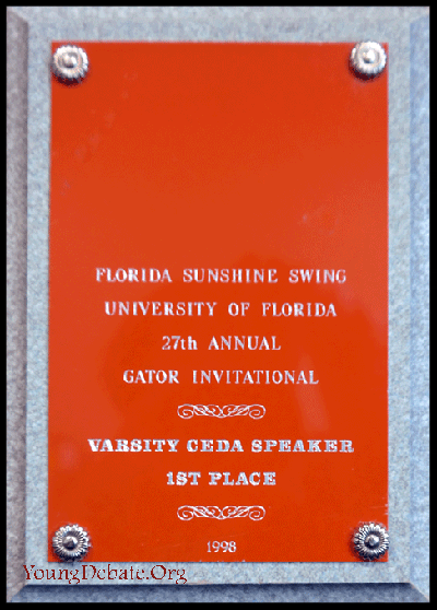 1998 First Speaker University of Florida Tournament