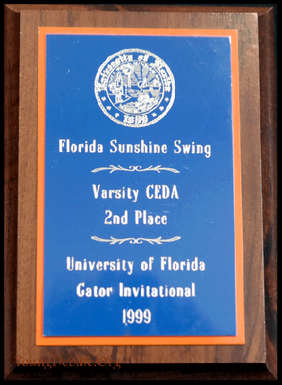 1999 Second Place University of Florida Tournament