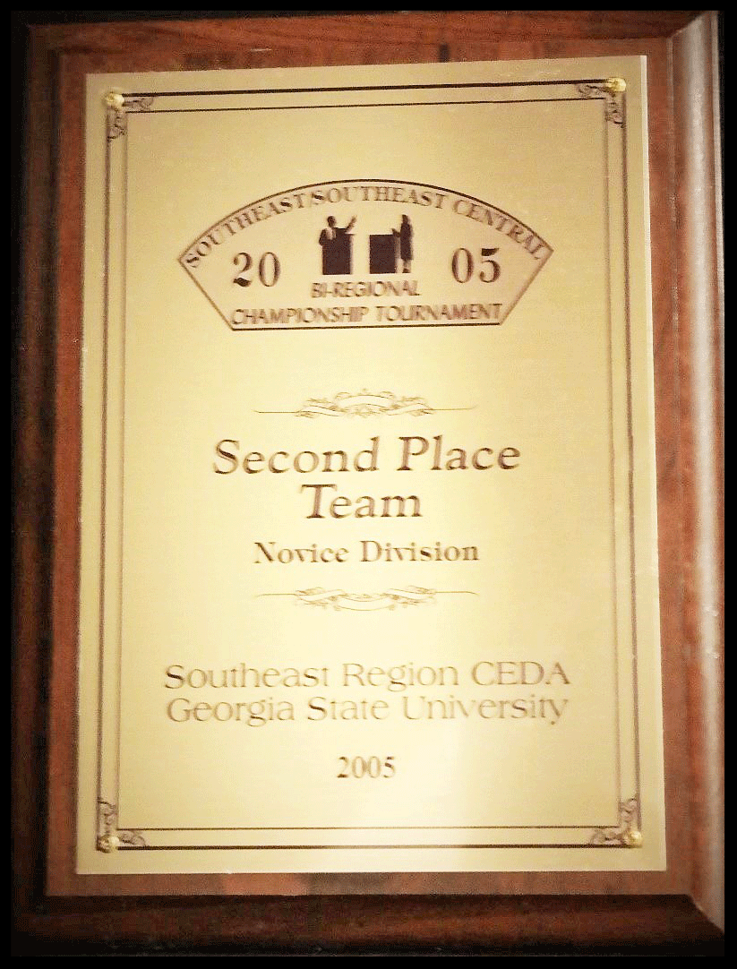 2005 Second Place Novice Team Southeast Regional Championship