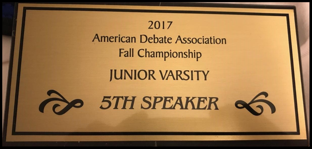 2017 Fifth Speaker Fall ADA JV Championship Tournament