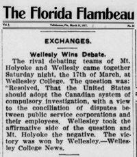 "Exchanges: Wellesly Wins Debate"