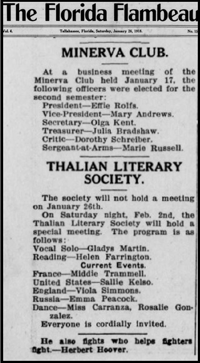 "Minerva Club" & "Thalian Literary Society"