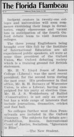  Florida Flambeau, October 24, 1925, p. 6.  Image: Florida State University Libraries 