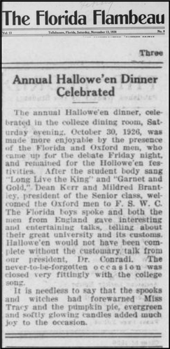 "Annual Hallowe'en Dinner Celebrated"