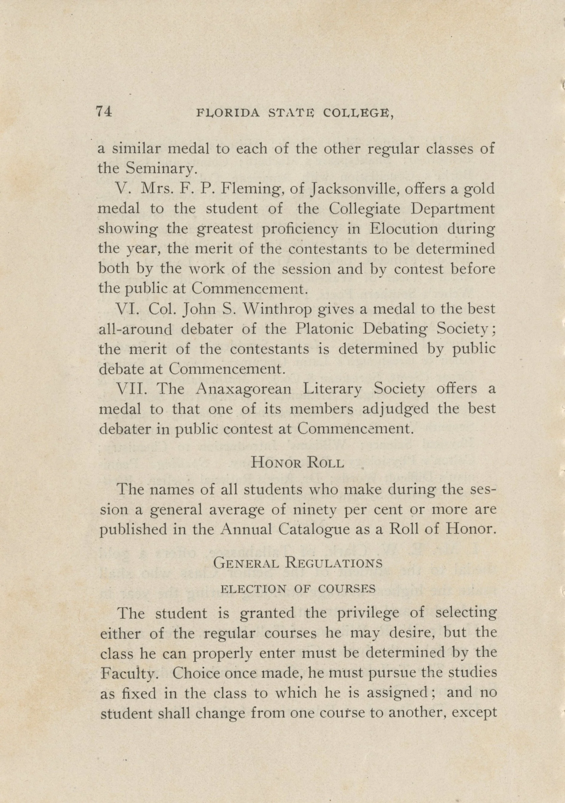 Winthrop & Anaxagorean Medals