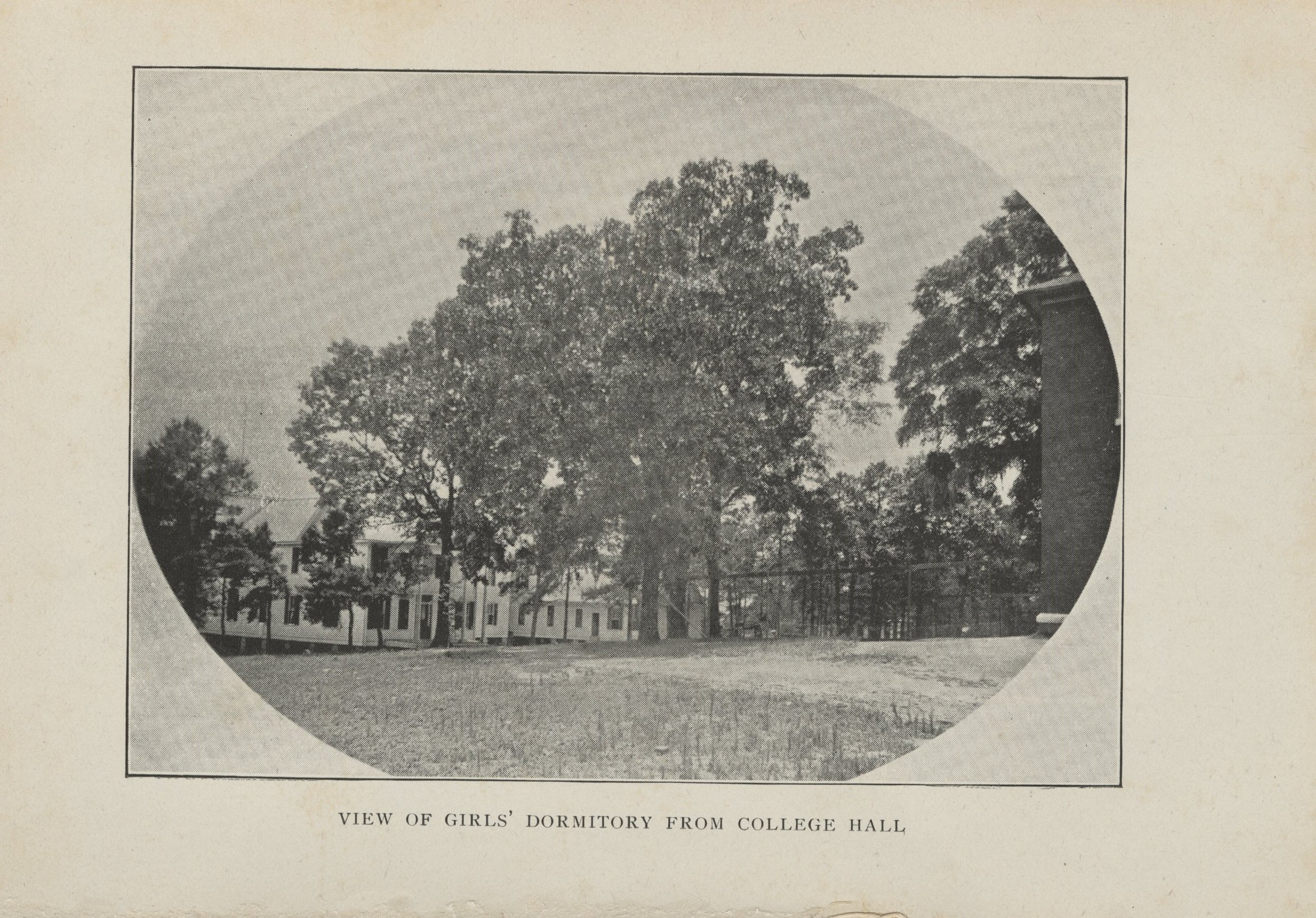 VIEW OF GIRLS' DORMITORY FROM COLLEGE HALL