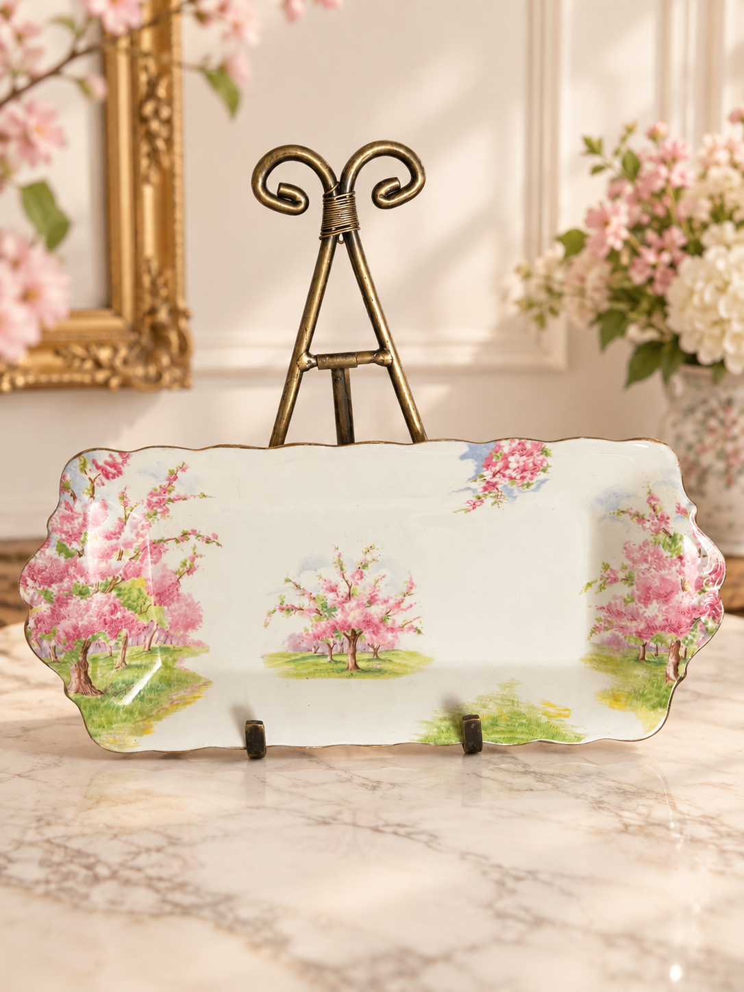 TREASURE CHEST: Vintage Royal Albert "Blossom Time" Bone China England 11 x 5 Sandwich/Vanity Tray