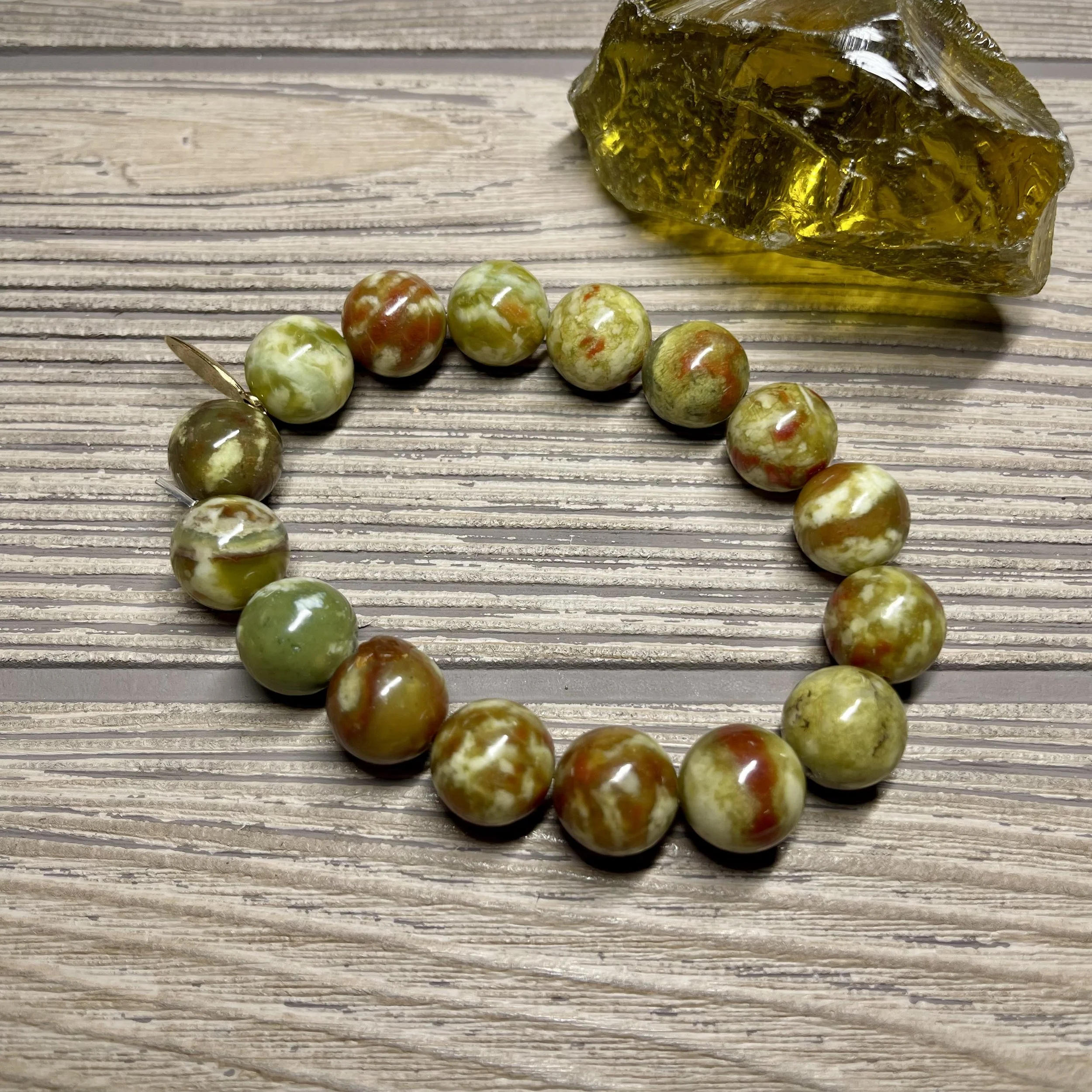 UNISEX - OOAK Genuine Natural Serpentine Russia Grade AAA Gemstone Designer Bracelet