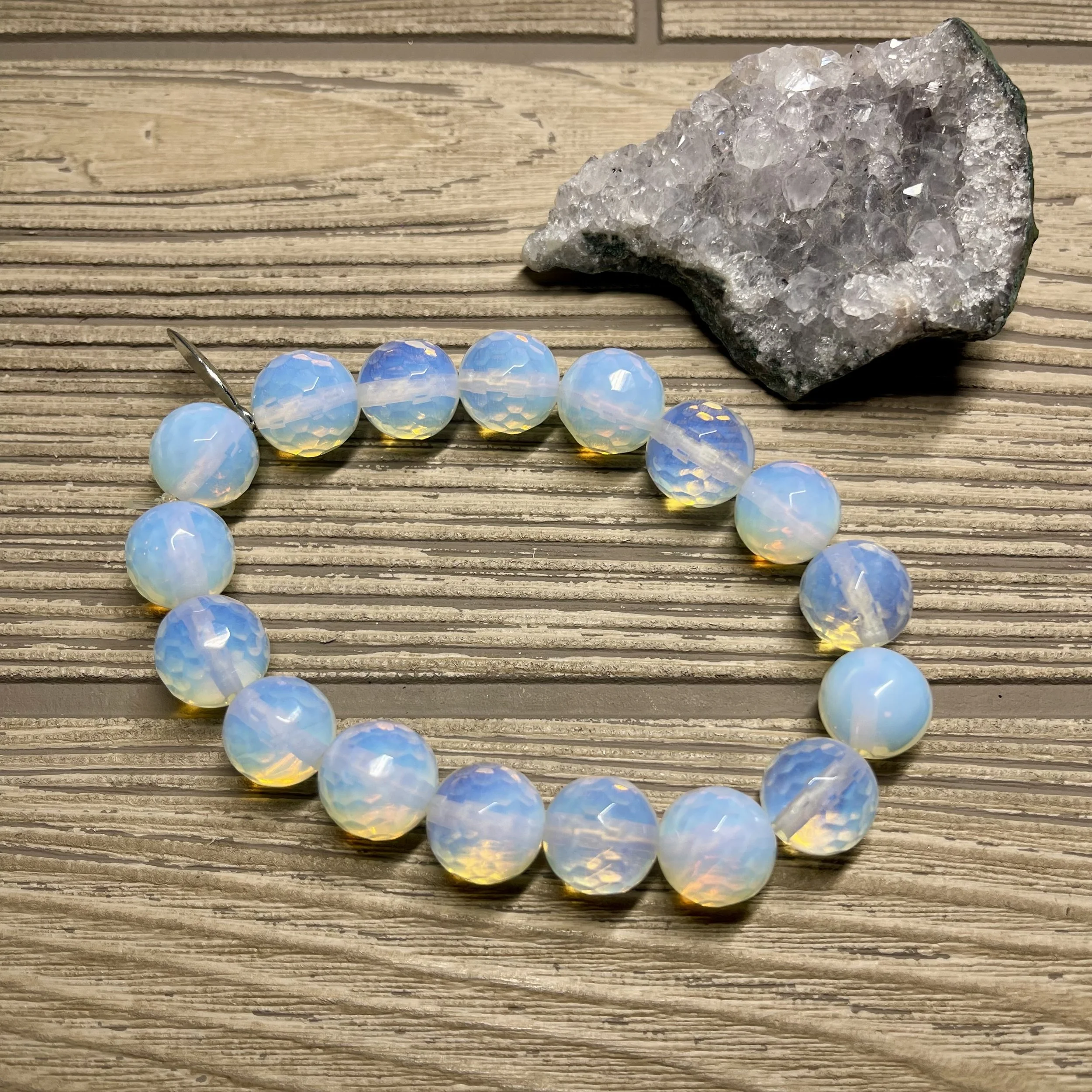 UNISEX - Genuine Faceted Opalite Gemstone Designer Bracelet
