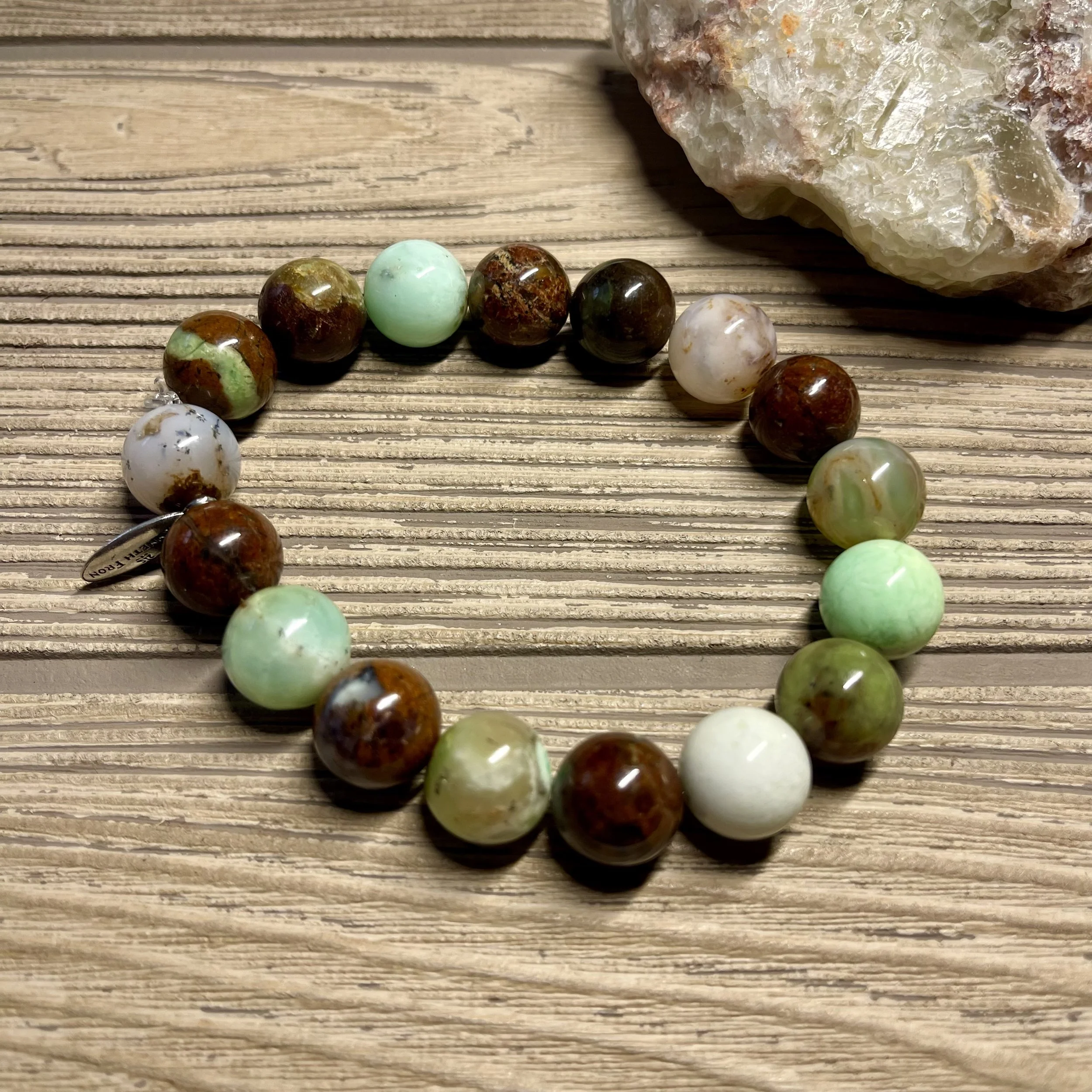 UNISEX - OOAK Genuine Smooth Chrysoprase Gemstone Designer Bracelet