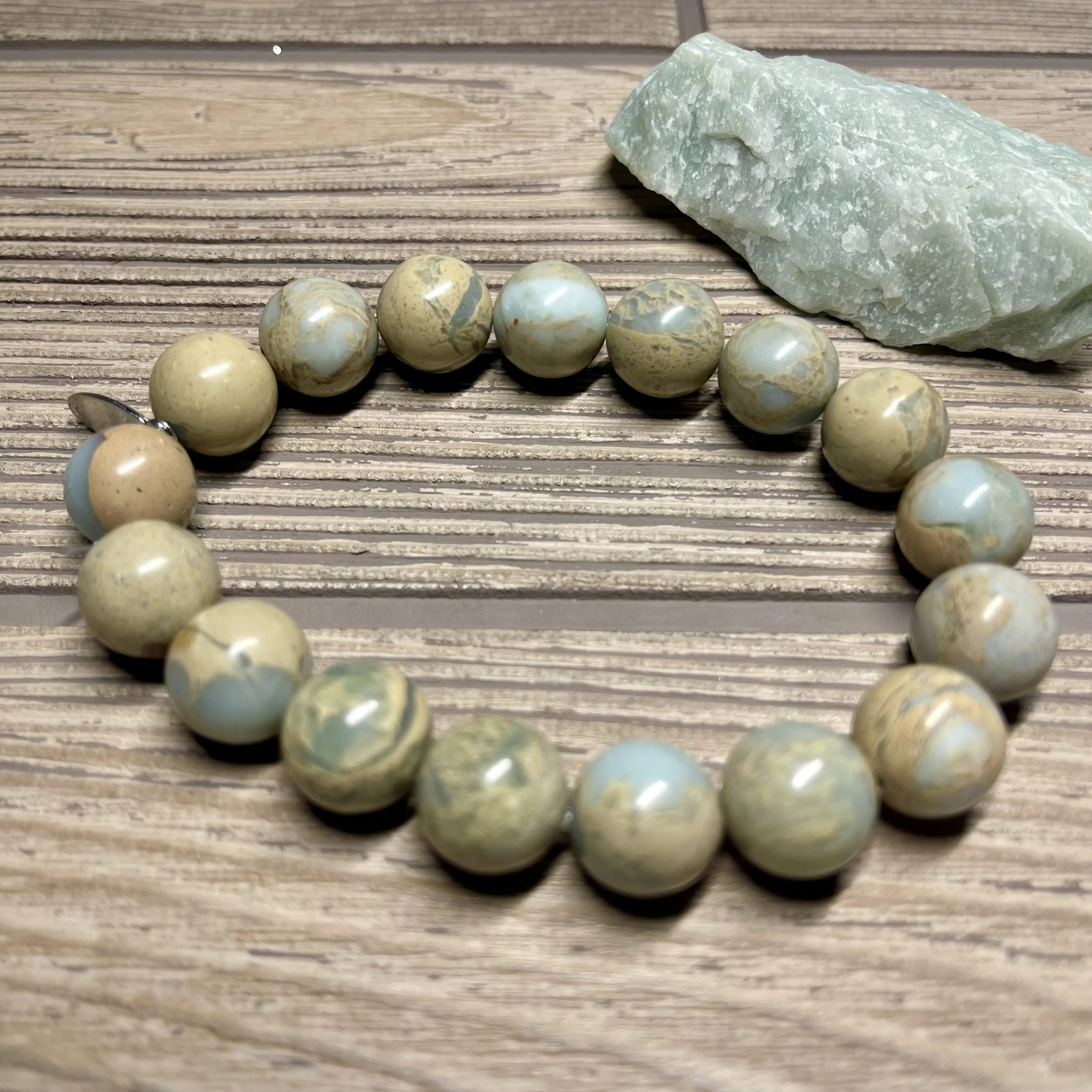 UNISEX - OOAK Natural Blue Snake Skin Jasper Gemstone Designer Bracelet