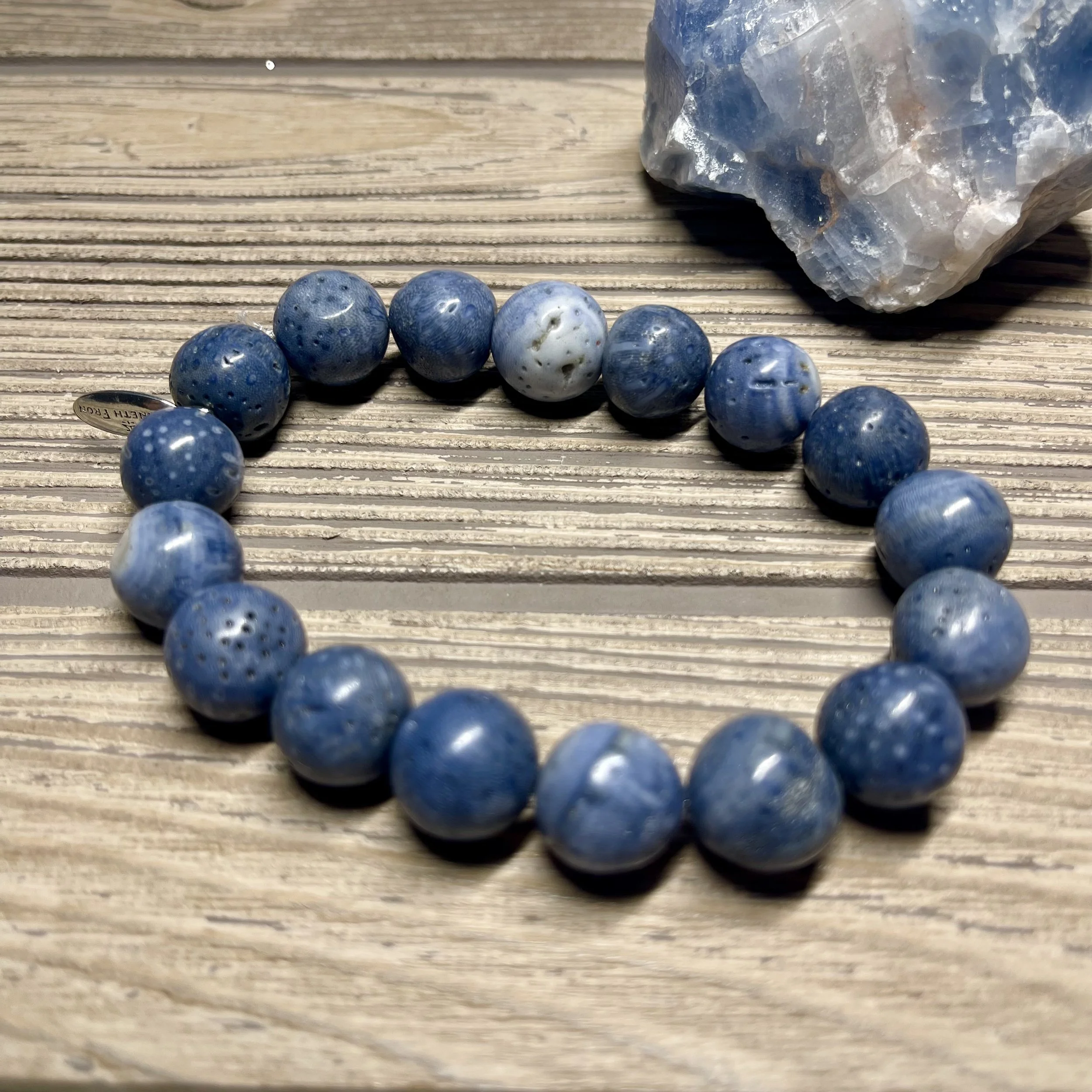 UNISEX - OOAK Genuine Natural Blue Coral Grade AAA Gemstone Designer Bracelet