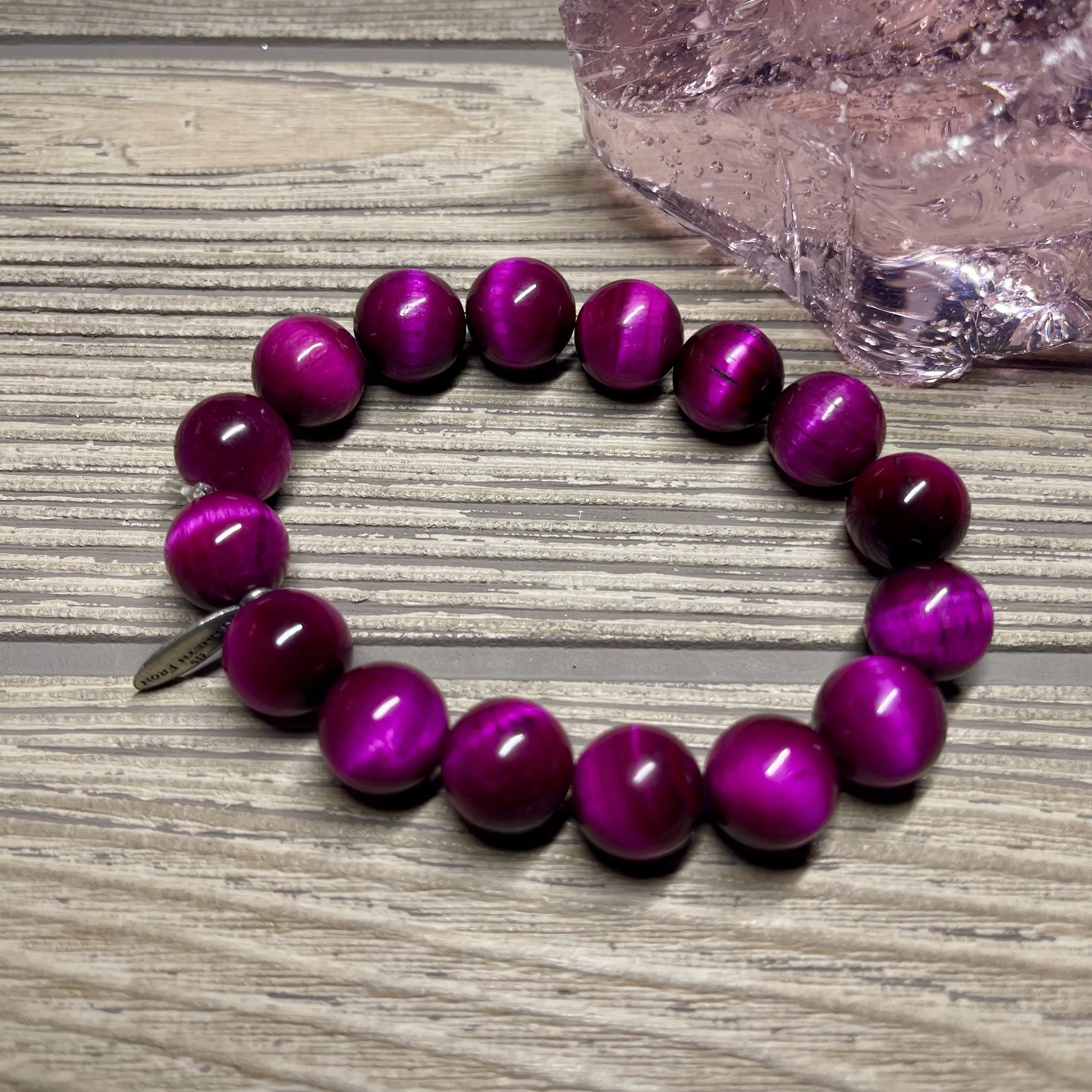 UNISEX - OOAK Natural Rose Red Tiger Eye Grade AAA Gemstone Designer Bracelet