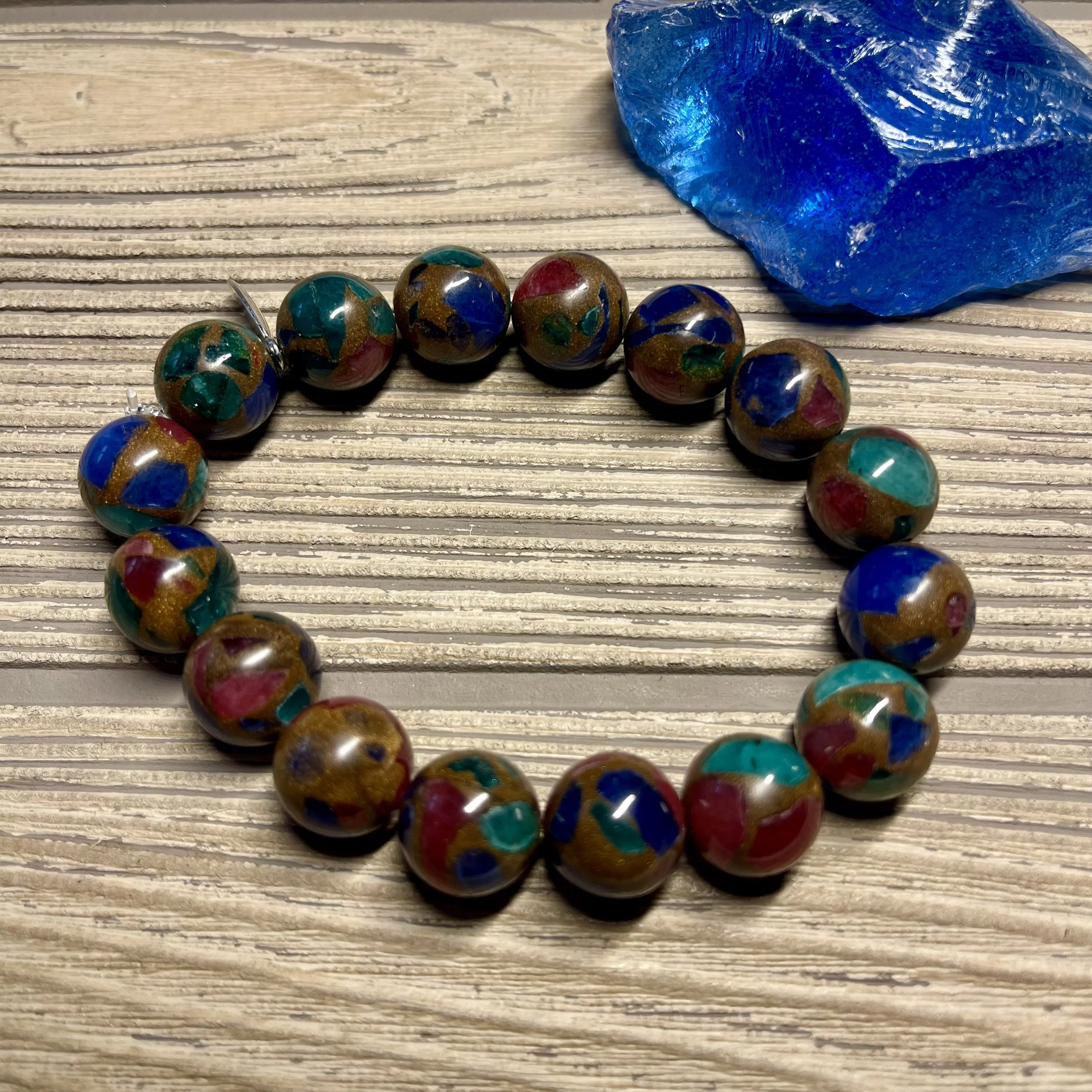 UNISEX - OOAK Genuine Multi-Color Mosaic Quartz Gemstone Designer Bracelet