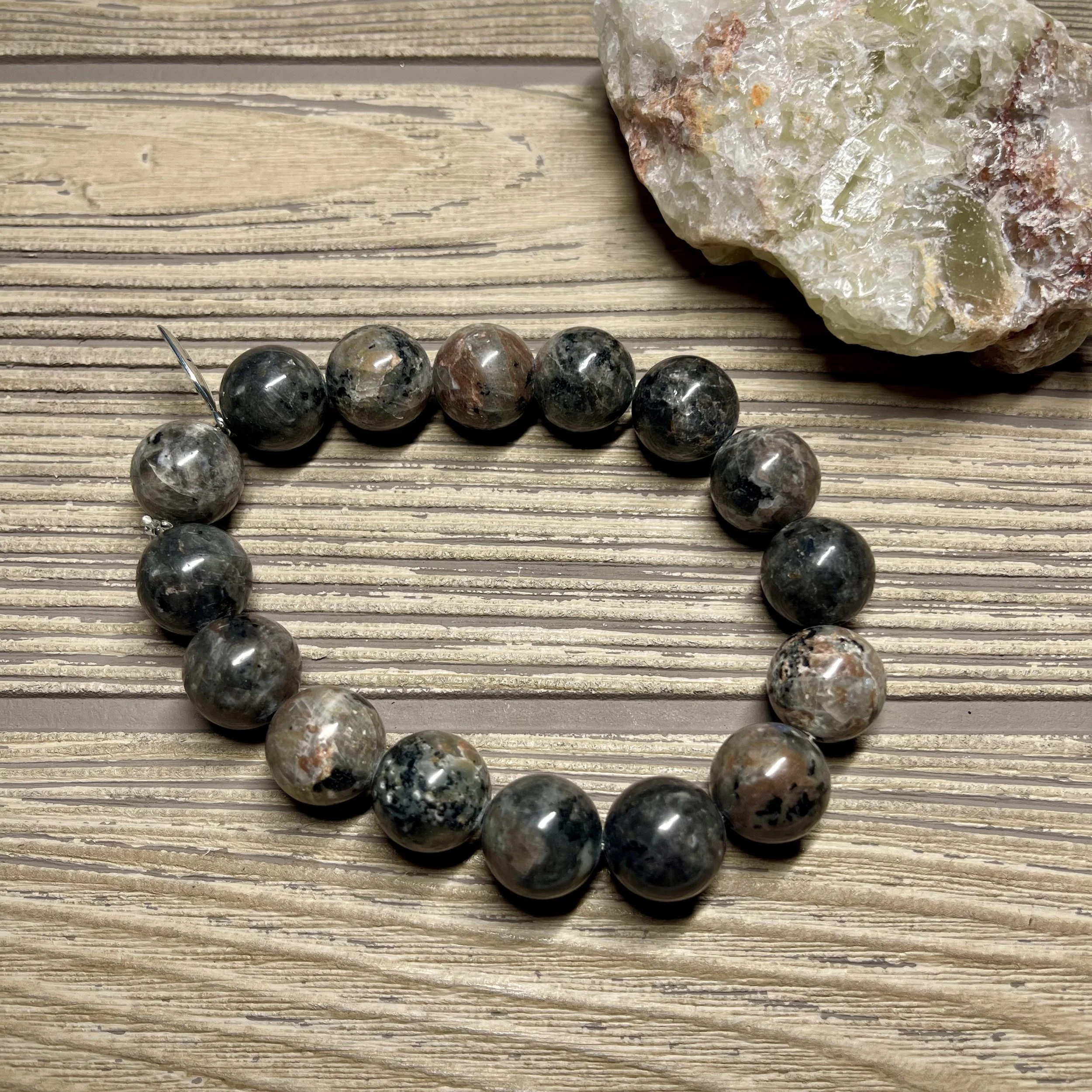 UNISEX - OOAK Genuine Gray Yooperlite Gemstone Designer Bracelet