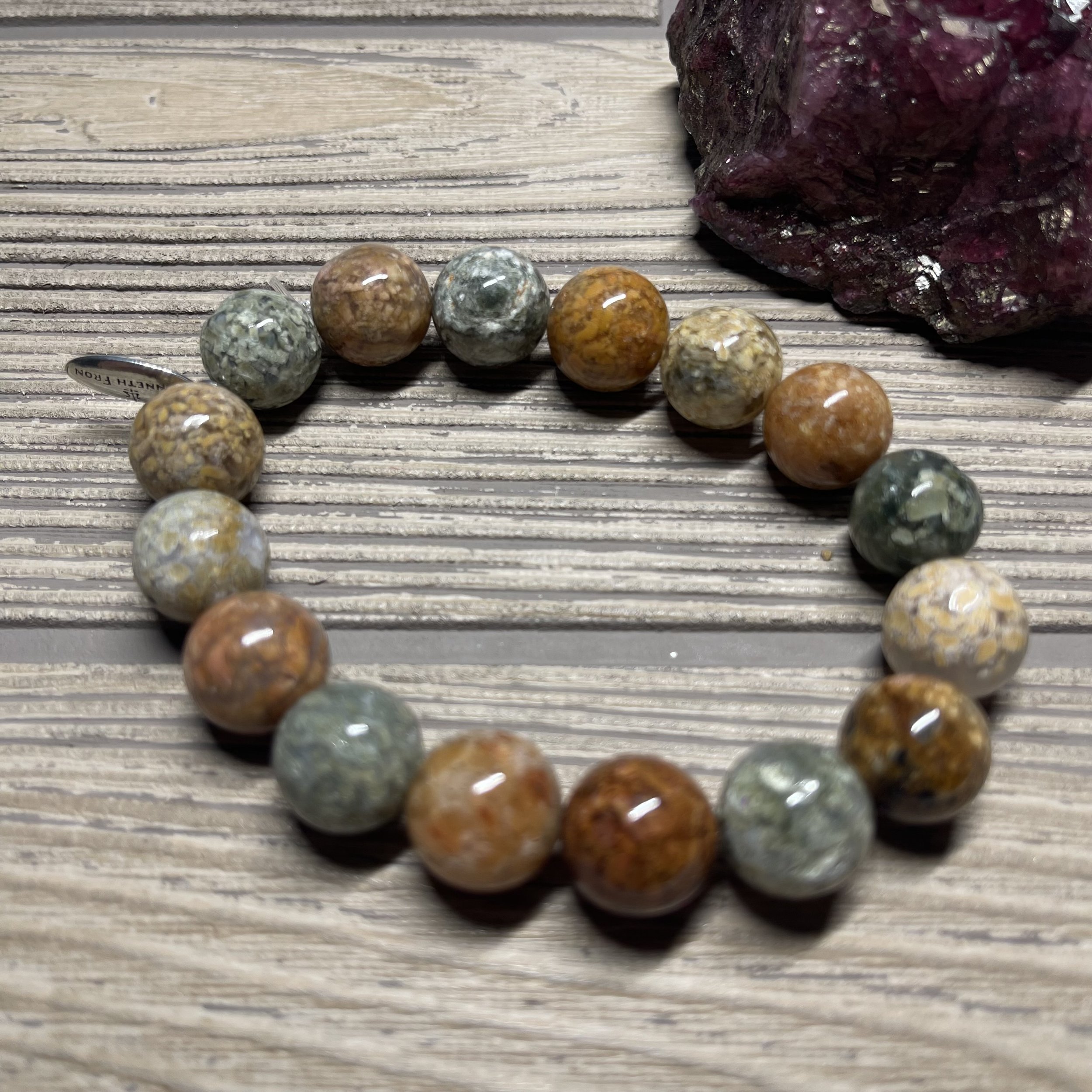 UNISEX - OOAK Genuine Ocean Agate Grade AAA Gemstone Designer Bracelet