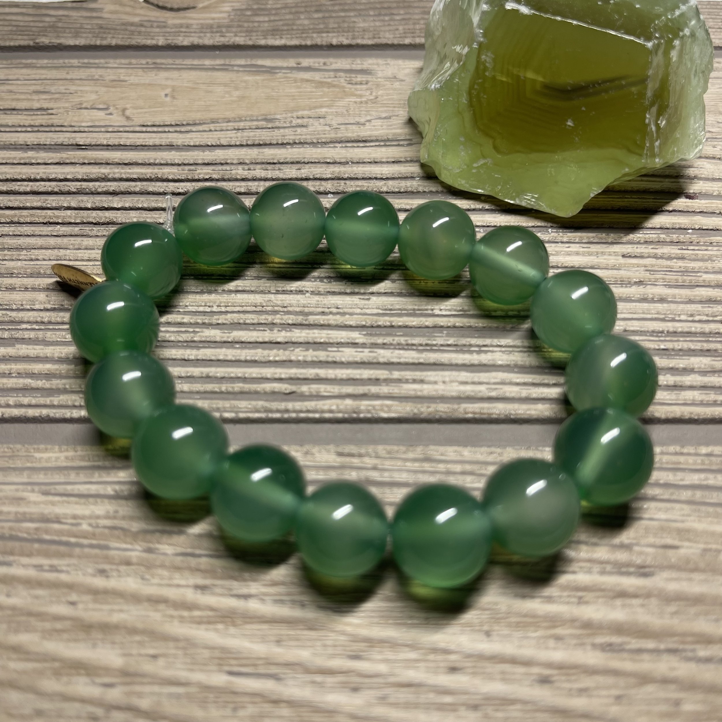 UNISEX - OOAK Genuine Sage Green Agate Grade AAA Gemstone Designer Bracelet