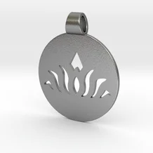 lotus flower cutout disc pendant large bold black steel