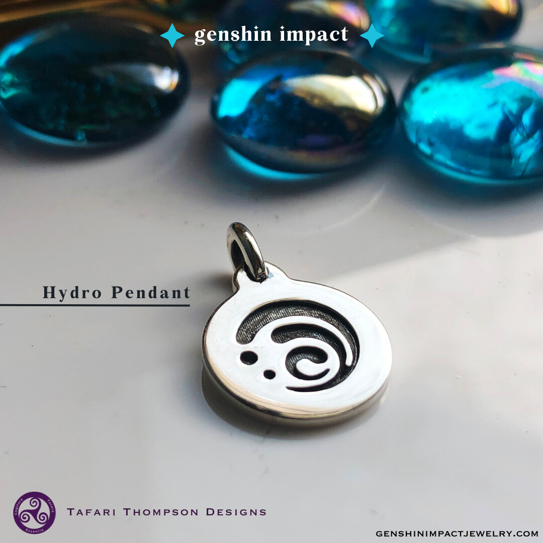 Keep the Hydro element close to your heart with the Hydro Pendant. A gorgeous piece from the premium Genshin Impact &quot;Visions&quot; jewelry line for men and women. Crafted in silver, these high-quality pieces represent the power of Genshin's elem