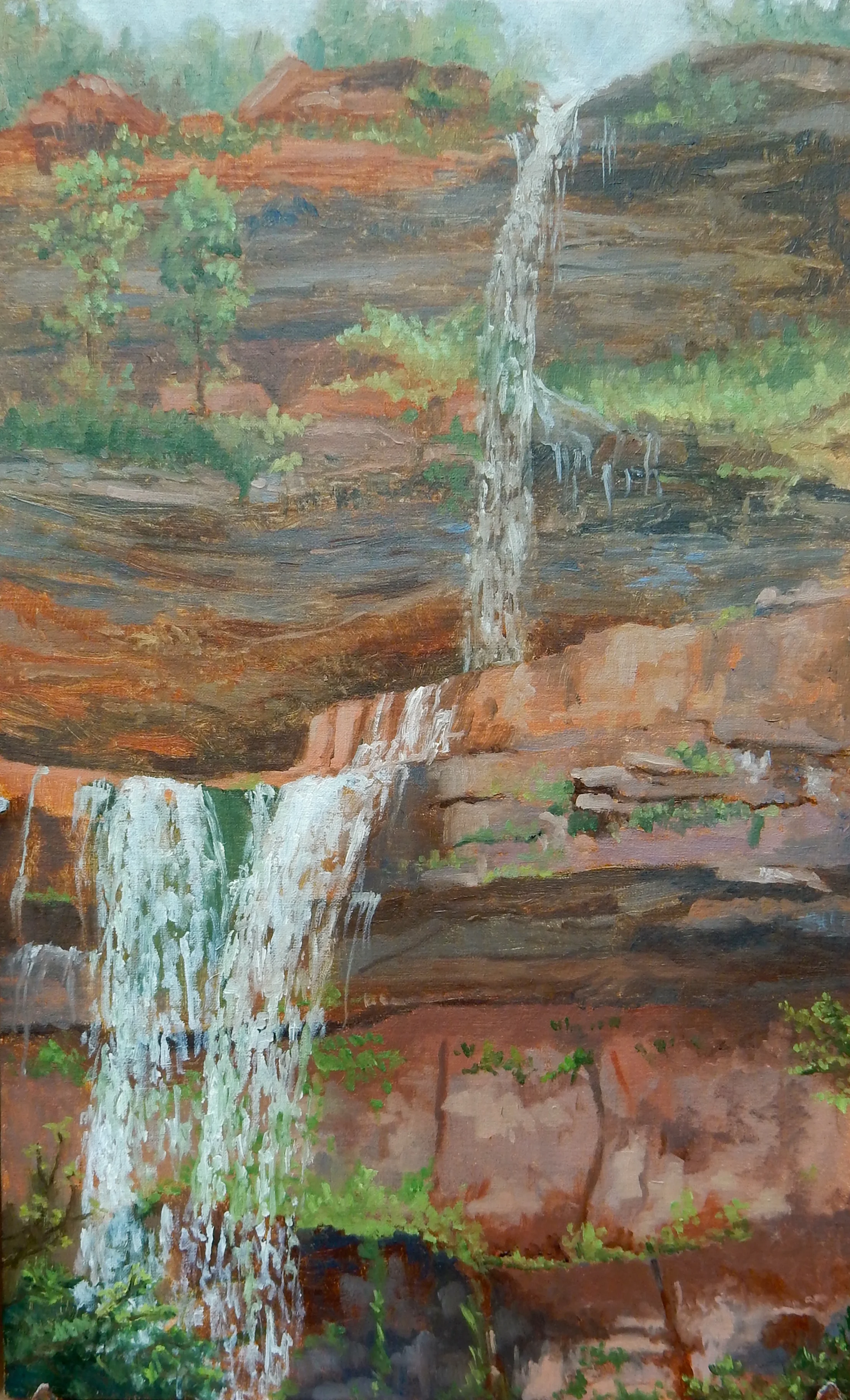 Kaaterskill Falls, Catskills, NY , 2015 oil on linen 8" x 20" Inspired by Thomas Cole