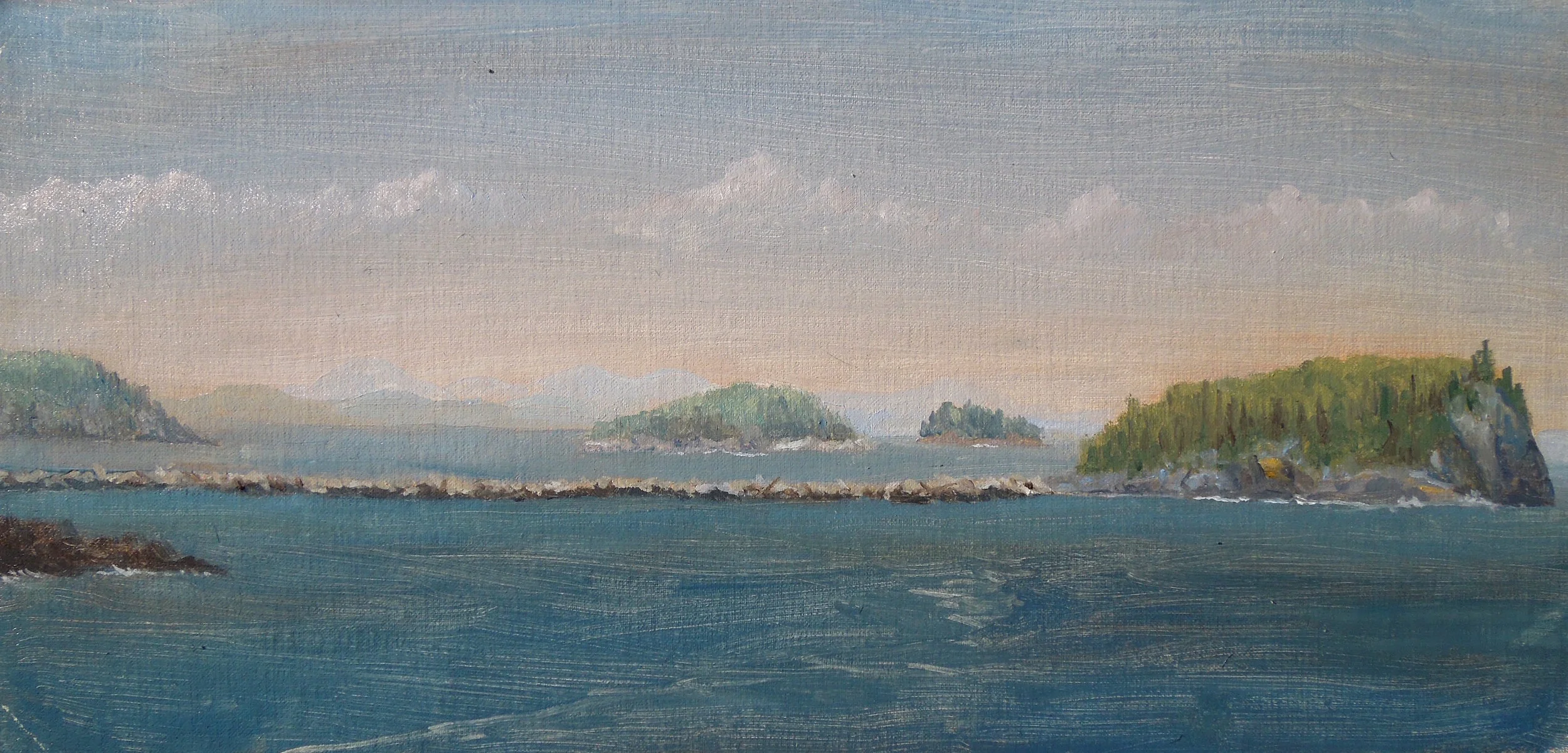    Porcupine Islands, Acadia National Park, ME  , 2015 oil on linen 7x12"  Inspired by Frederic Church    