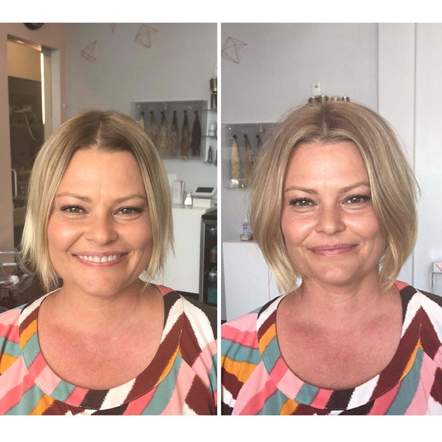 Well hello beautiful 💖 The twinkle in this wonderful woman&rsquo;s eyes after her @hairlingerie experience shines through✨. I did a couple of things to enhance her natural hair:
1️⃣I added more dark blonde to break up the bright and give more dimens