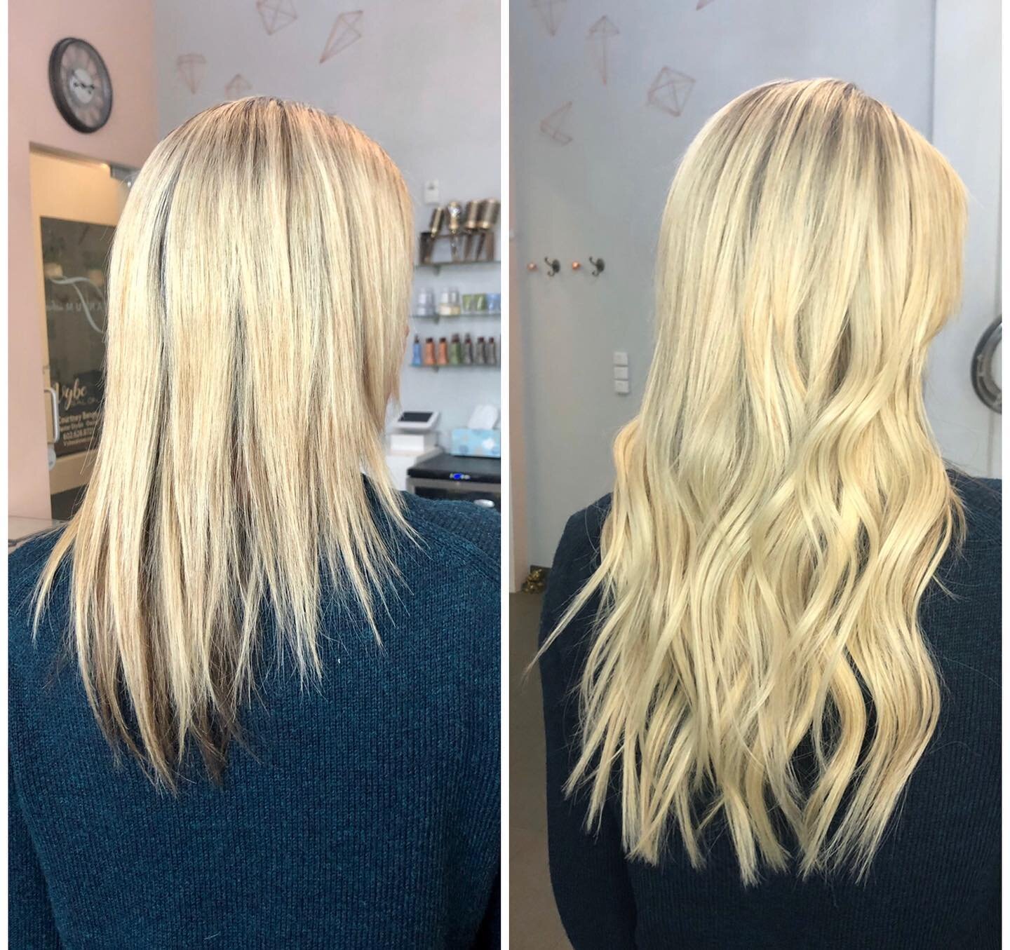 SERIOUSLY THOUGH!  Hair extensions can make such a difference 🙌🏼 the length and fullness was enhanced on this beautiful head of hair. Her natural was great but the sides aren&rsquo;t growing as fast as the back. @thekaceywelchmethod helped bring th