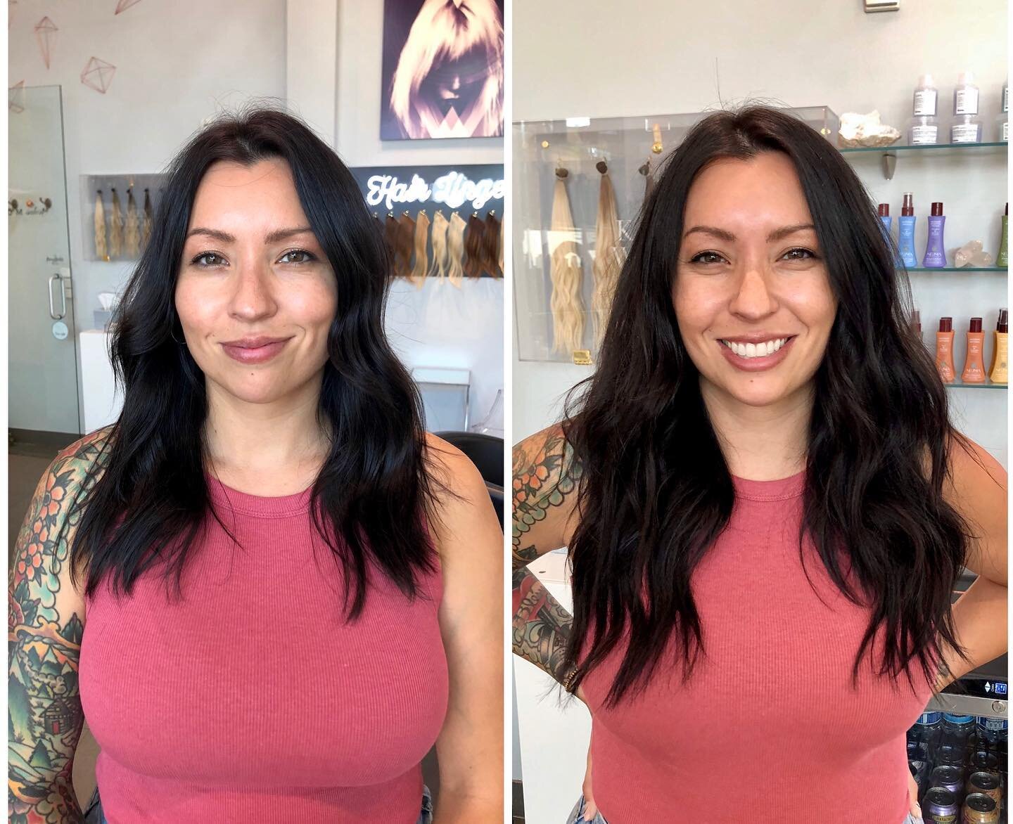 Such a wonderful powerful woman @mama_of_valor is! We elevated her hair game using @thekaceywelchmethod and @hairlingerie 🙌🏼
I used both methods for her new Length and fullness! 

That smile you get with a new look! 🌟
Message me direct for more in