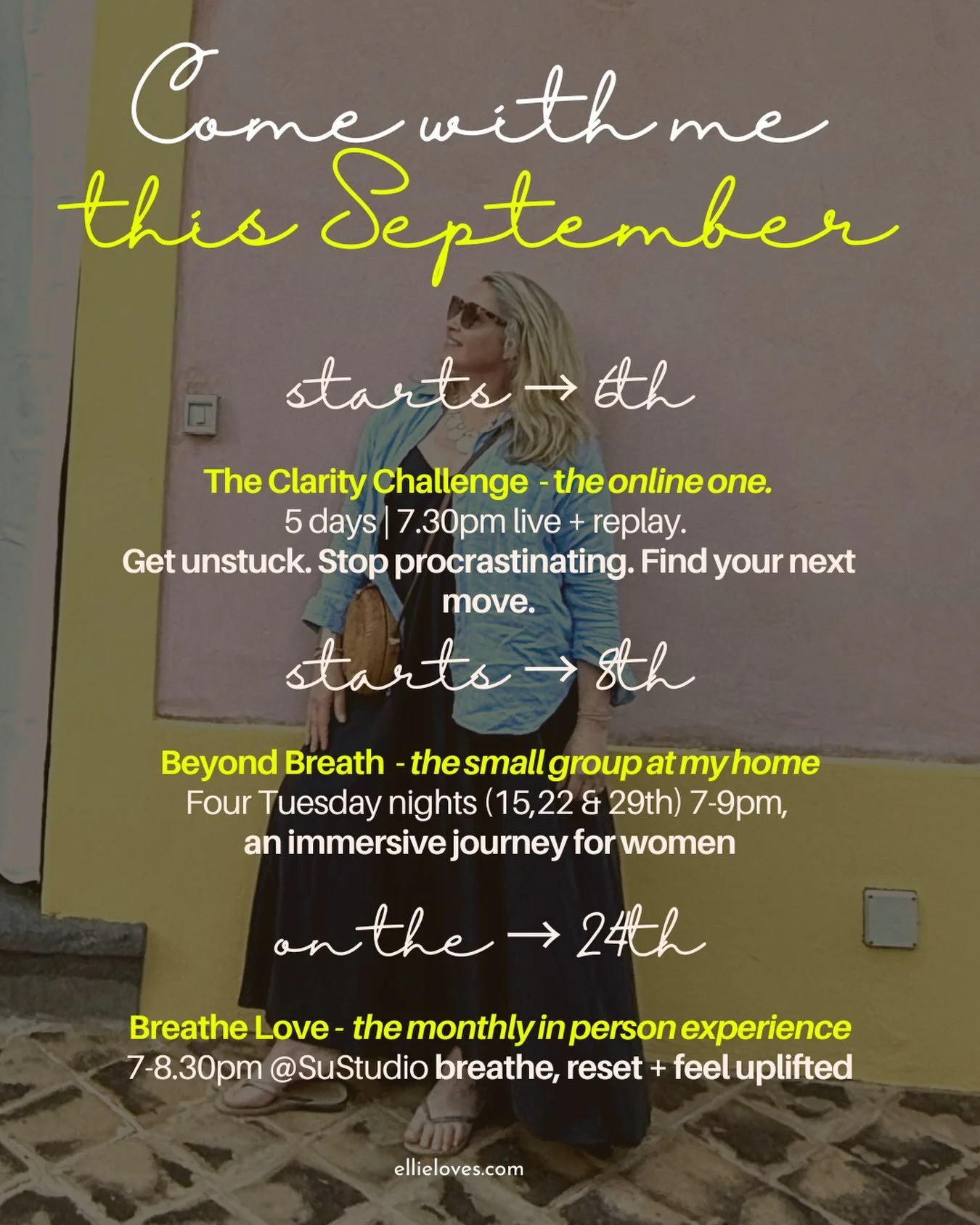 Come and join me > September

In the golden light,
where the shadows grow longer
and the blanket of stars rolls in early,

we put away our Havaianas,
walk through webs,
stay curious

and begin
to draw our light inward.

I&rsquo;ll be there xx

Lin
