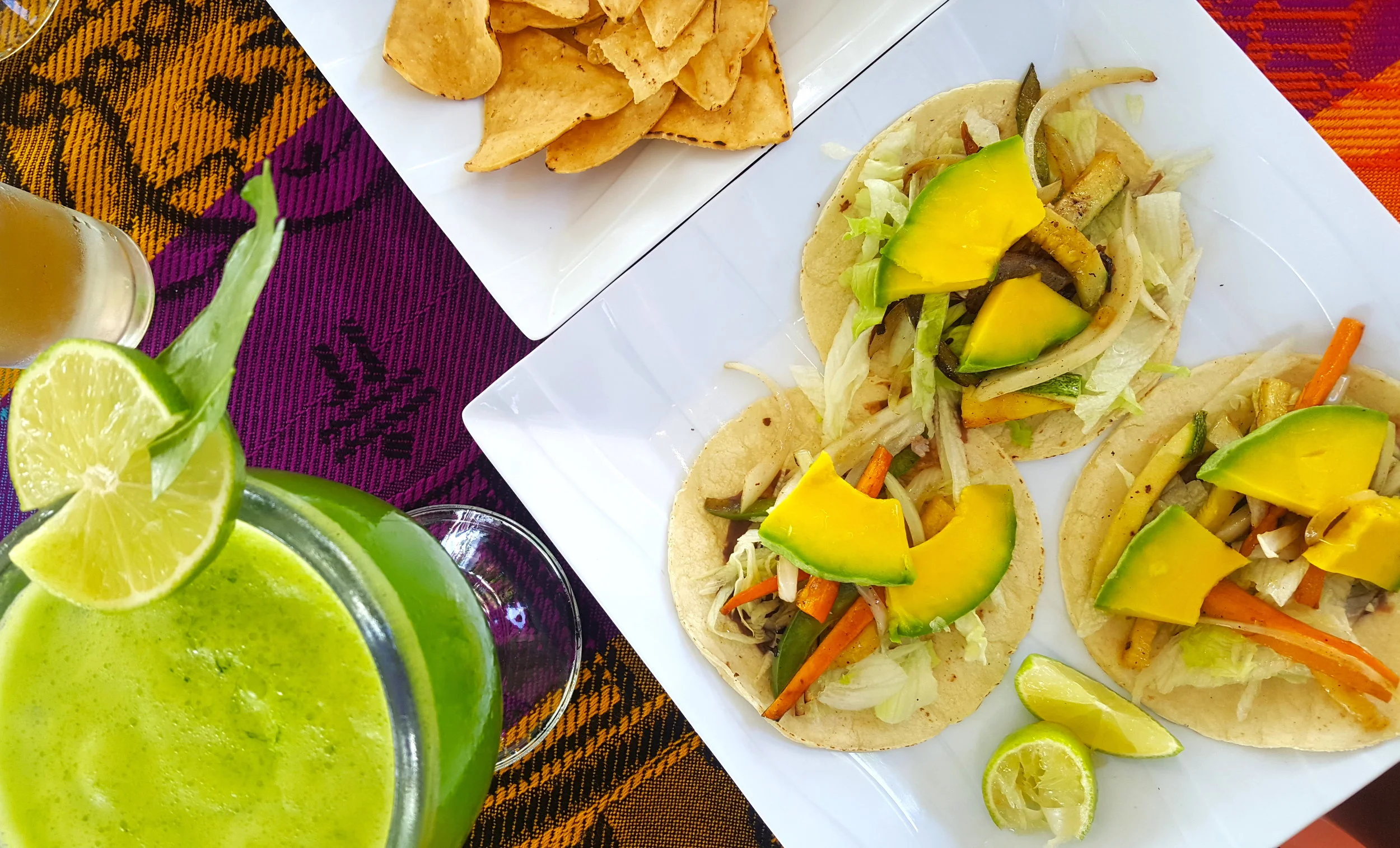 The most amazing vegan tacos paired with Chaya juice which our server said is considered the Mayan "miracle plant" aND is known for drastically improving digestion! We got these on the side of the road at this beautifully colorful café on our way to Coba.