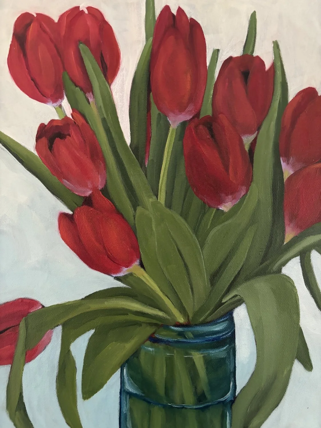 Red Tulips<br>oil on canvas<br>9" x 12"<br>2024