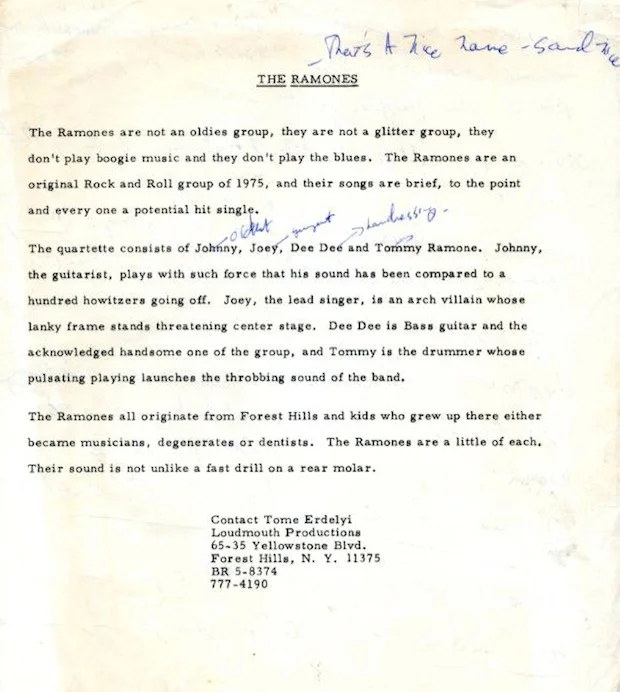 THE RAMONES BIO by TOMMY