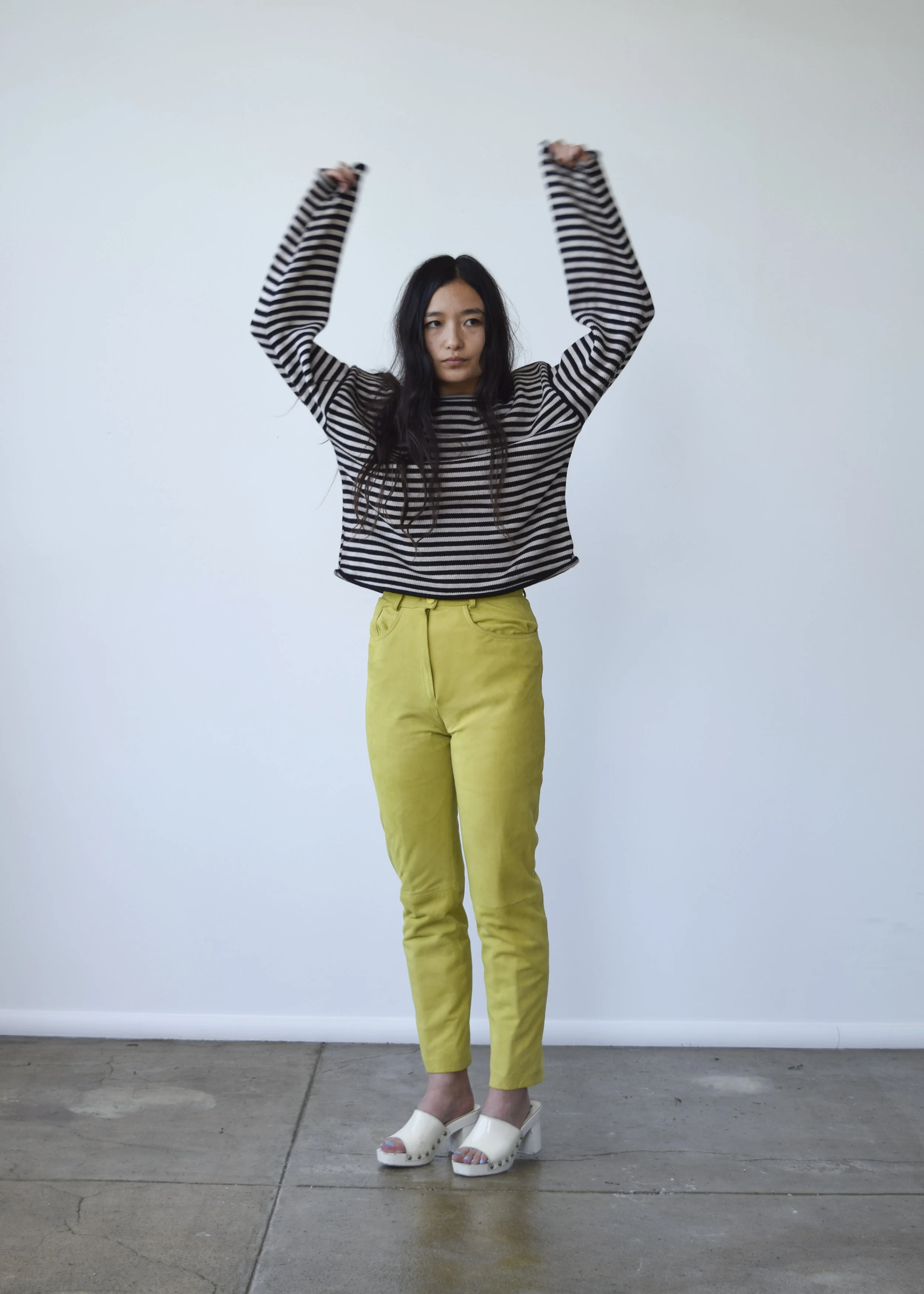 Cotton Stripe Crop Sweater