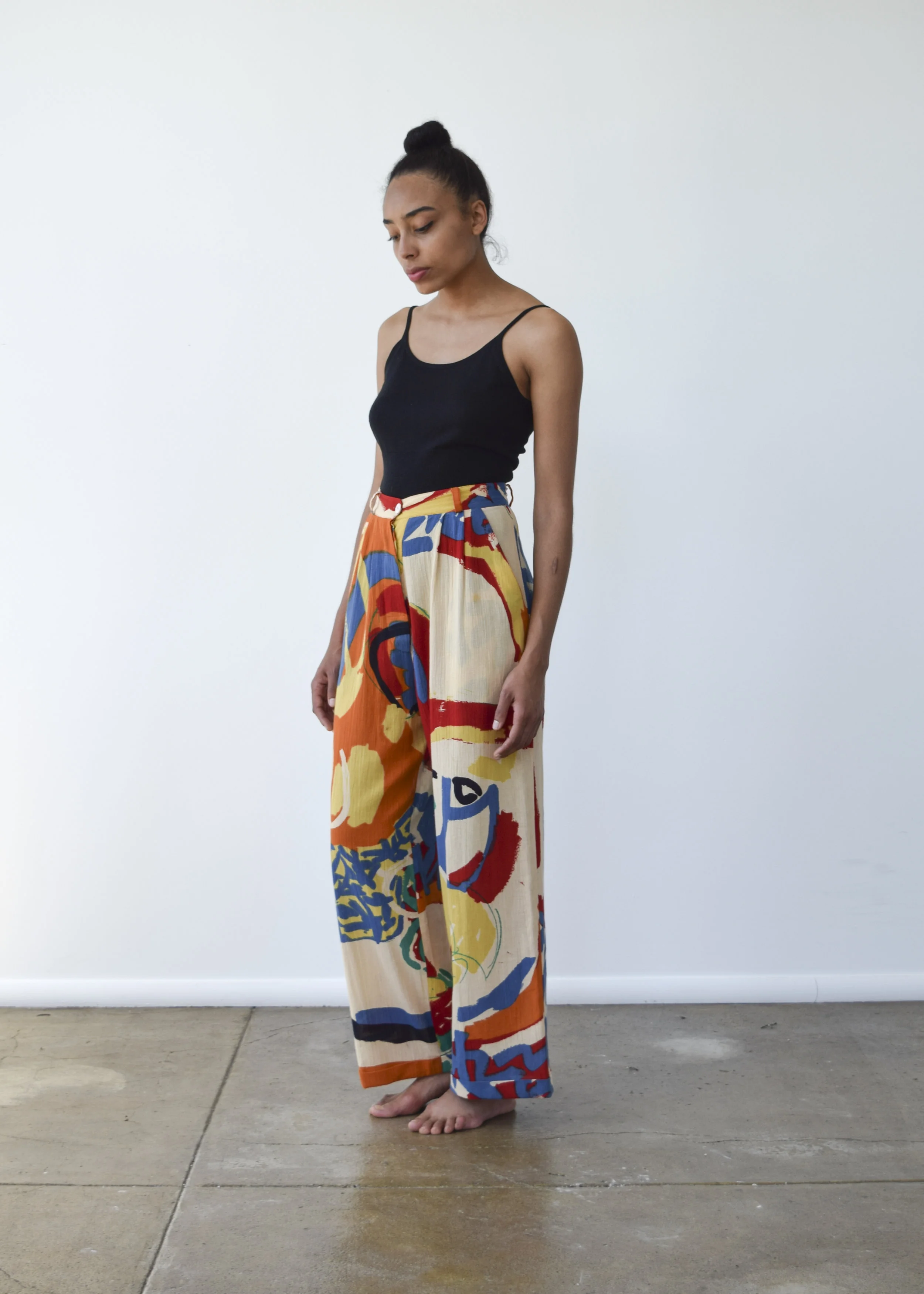 Painterly Print Gauze Trousers