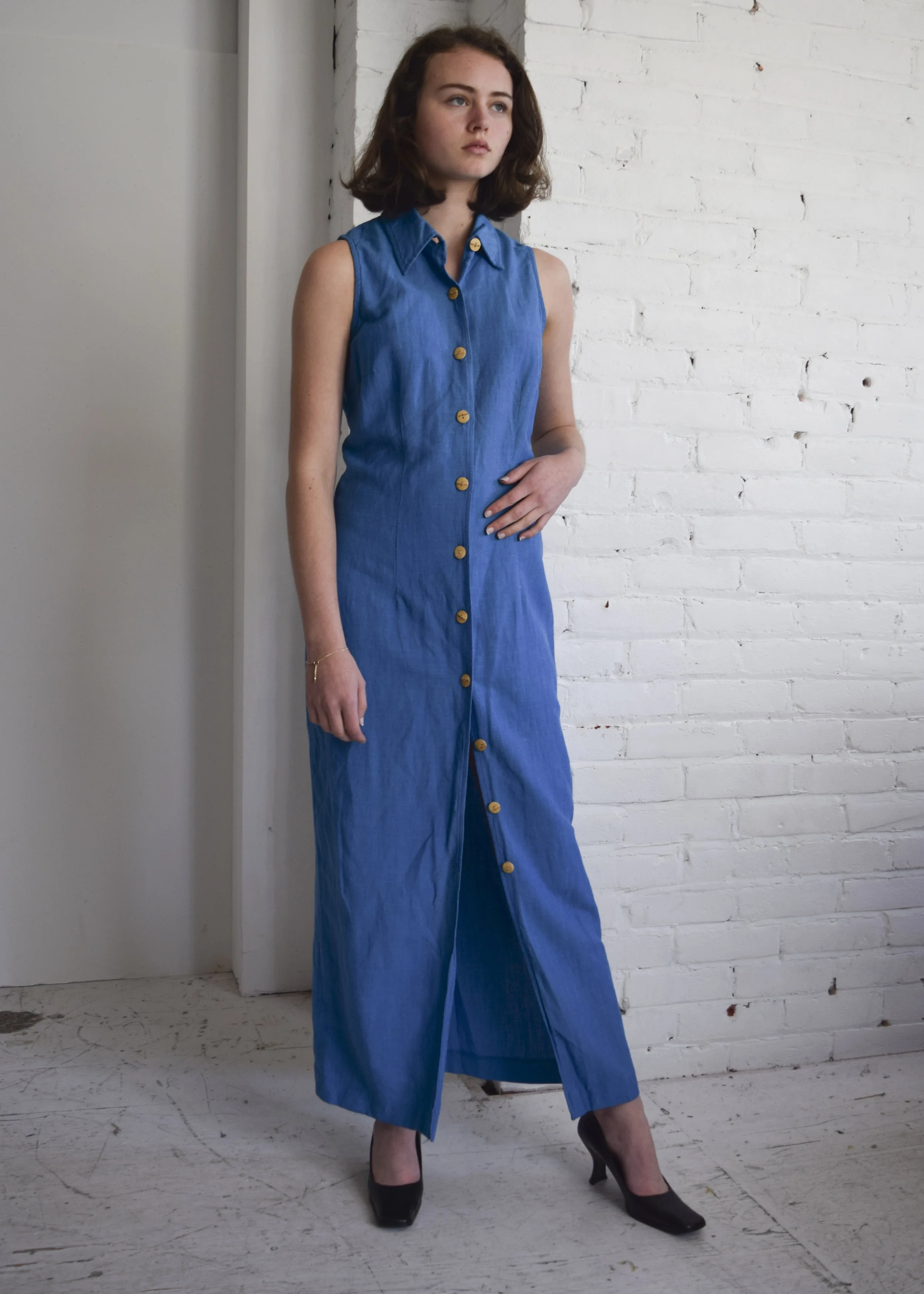 Cloud Blue Linen Dress